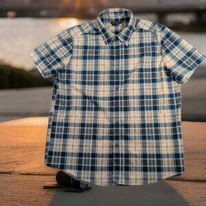 Eddie Bauer Shirt Mens M Blue Plaid Classic Fit Outdoors
